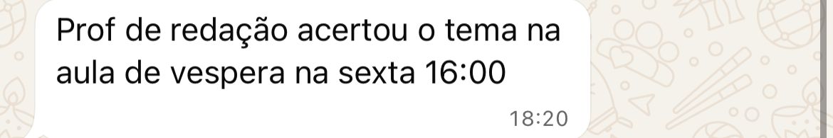 Depoimento - Prof de redação acertou o tema na aula de véspera